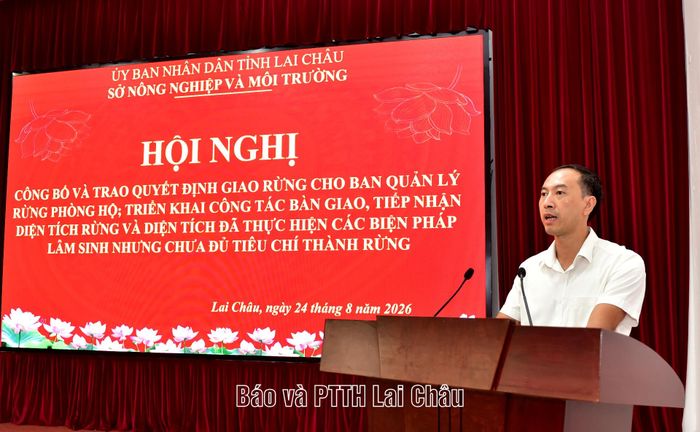 Đồng chí Nguyễn Thành Đồng – Phó Giám đốc Sở Nông nghiệp và Môi trường phát biểu tại hội nghị.