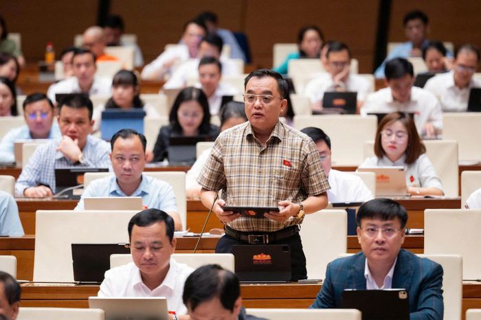 Đại biểu Huỳnh Ngọc Liêm, đại biểu Đoàn ĐBQH tỉnh Lâm Đồng phát biểu tại hội trường