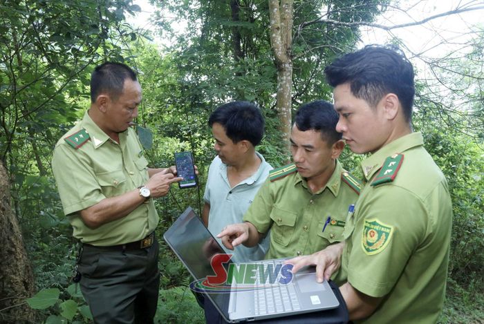 Cán bộ Hạt kiểm lâm khu vực I kiểm tra điểm có nguy cơ cháy qua ảnh vệ tinh.