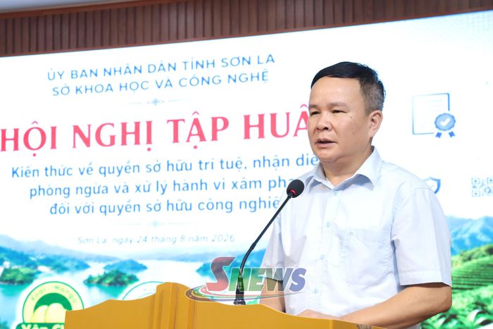 Lãnh đạo Sở Khoa học và Công nghệ phát biểu khai mạc hội nghị tập huấn.