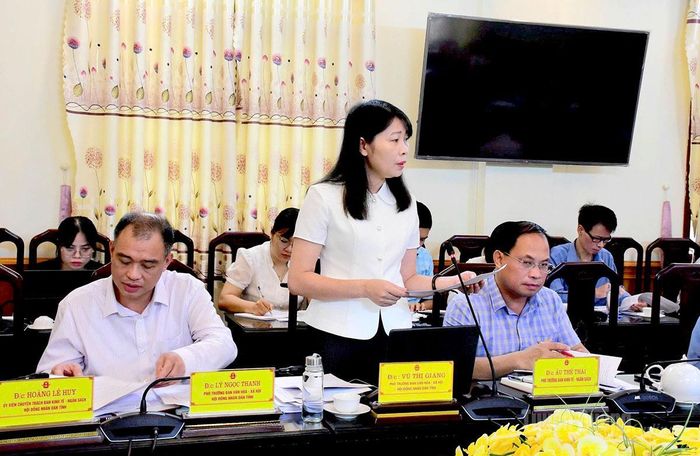 Lãnh đạo Ban Văn hoá - Xã hội HĐND tỉnh phát biểu ý kiến tại cuộc họp.