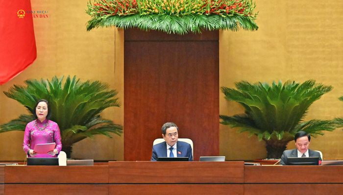 Chủ tịch Quốc hội Trần Thanh Mẫn chủ trì, Phó Chủ tịch Quốc hội Nguyễn Thị Thanh điều hành phiên họp. Ảnh: Quang Khánh
