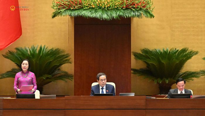 Chủ tịch Quốc hội Trần Thanh Mẫn chủ trì, Phó Chủ tịch Quốc hội Nguyễn Thị Thanh điều hành phiên họp. Ảnh: Quang Khánh
