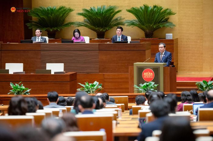 Chủ tịch Quốc hội Trần Thanh Mẫn phát biểu bế mạc Kỳ họp. Ảnh: Phạm Thắng