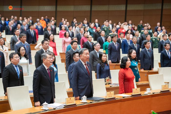 Tổng Bí thư, Chủ tịch nước Tô Lâm; Thủ tướng Chính phủ Lê Minh Hưng và các đại biểu dự phiên bế mạc. Ảnh: Phạm Thắng