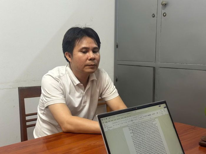 Đối tượng Phạm Văn Hà tại cơ quan Công an.