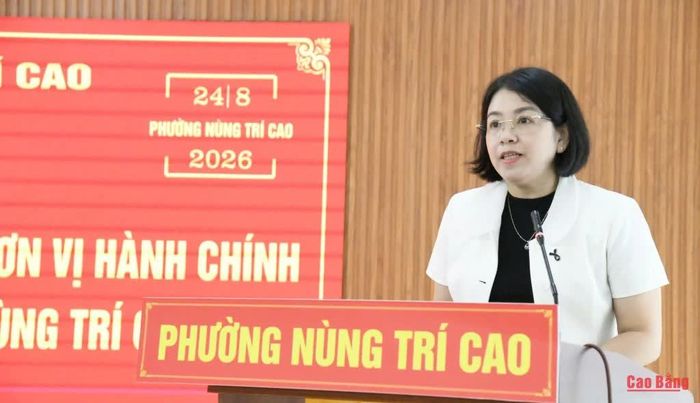 Bí thư Đảng ủy phường Nùng Trí Cao Nguyễn Ngọc Hà phát biểu tại hội nghị.