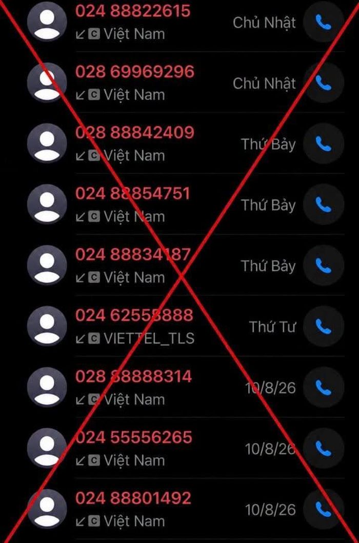 Những số điện thoại người dùng không nên nghe hay gọi lại. Ảnh: CA.