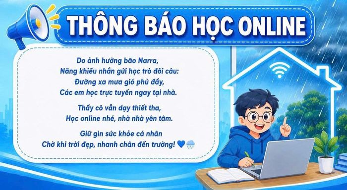 Thông báo chuyển hình thức học online ngày 24-8 của Trường THCS Năng khiếu, Đại học Sư phạm Hà Nội. Ảnh: NK