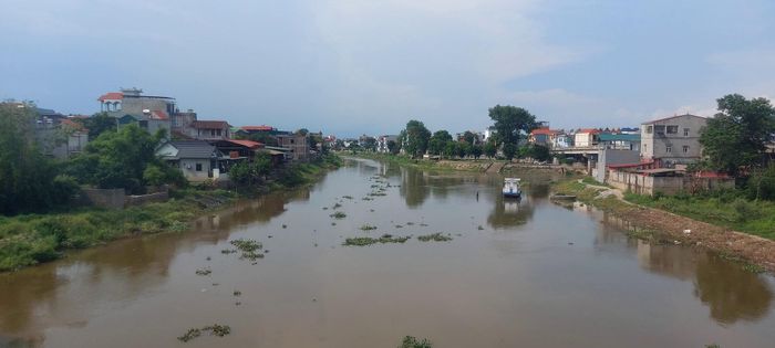 Lũ sông Bùi đã vượt báo động I sáng 24-8. Ảnh: Bảo Châu