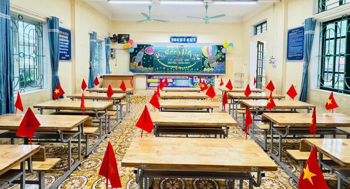 Trường Tiểu học Tân An 2 sẵn sàng chào đón học sinh trở lại trường. Ảnh: Thanh Hà.