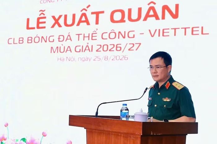 Trung tướng Tào Đức Thắng, Uỷ viên Ban Chấp hành TƯ Đảng, Chủ tịch kiêm Tổng Giám đốc Tập đoàn Viettel phát biểu tại buổi lễ