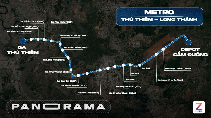 Toàn tuyến có 18 nhà ga, gồm 16 ga trên cao và 2 ga ngầm, không tính ga Thủ Thiêm. Trong giai đoạn 1, dự án dự kiến xây dựng trước 14 ga nhằm tối ưu hiệu quả đầu tư. Đồ họa: Quỳnh Danh.