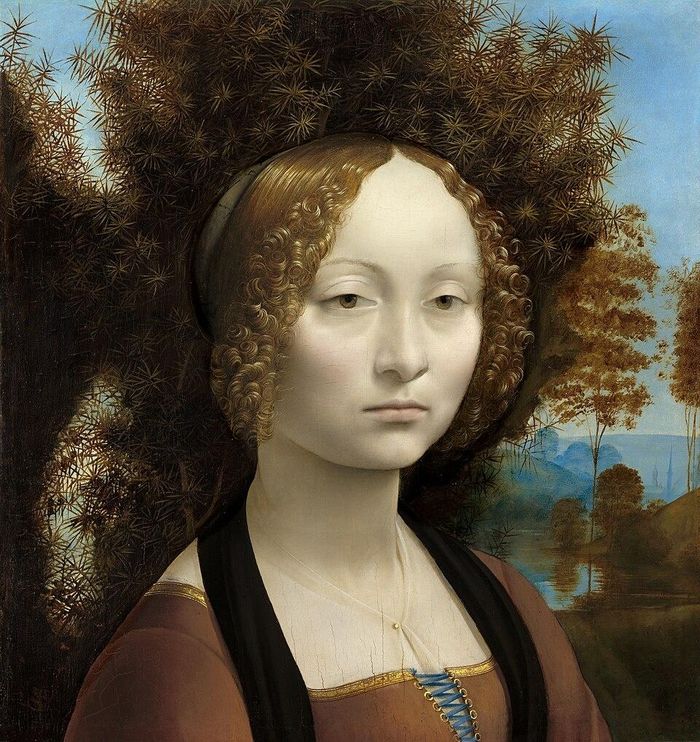  Tác phẩm chân dung nổi tiếng Ginevra de’ Benci được danh họa Leonardo da Vinci vẽ vào khoảng năm 1474-1478. Ảnh: wikipedia. 