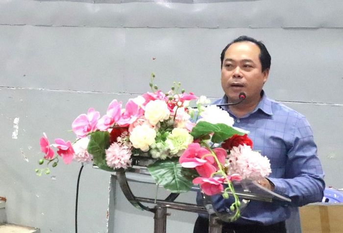 Ông Phan Đức Cường, Giám đốc Trung tâm Dịch vụ thi đấu thể thao tỉnh Khánh Hòa phát biểu
