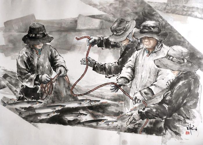 Tác phẩm “Mạch sống” (thủy mặc) của họa sĩ Trần Văn Hải đoạt giải A