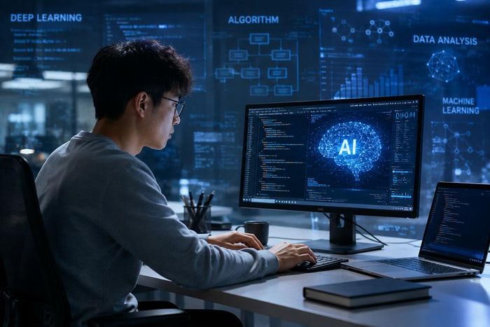 Nhân lực AI đang trở thành nhóm lao động được các doanh nghiệp công nghệ tại Trung Quốc đẩy mạnh tuyển dụng. Ảnh minh họa do AI tạo