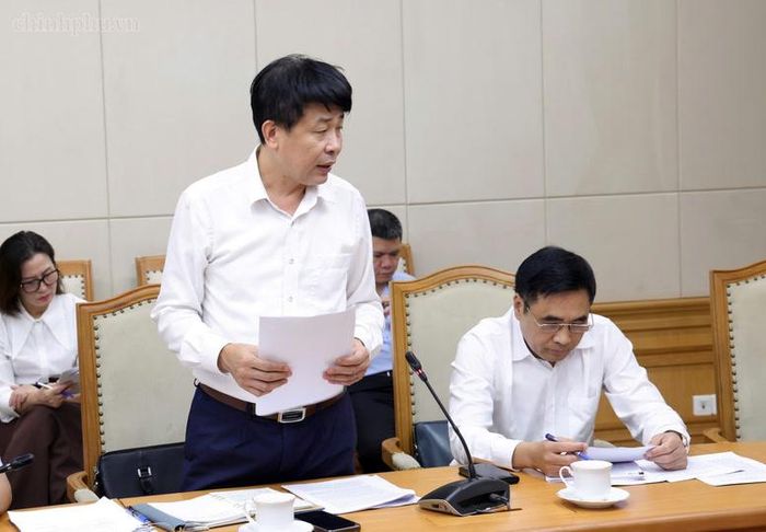 Đại diện Bộ NN&MT báo cáo tại cuộc làm việc - Ảnh: chinhphu.vn/Gia Huy