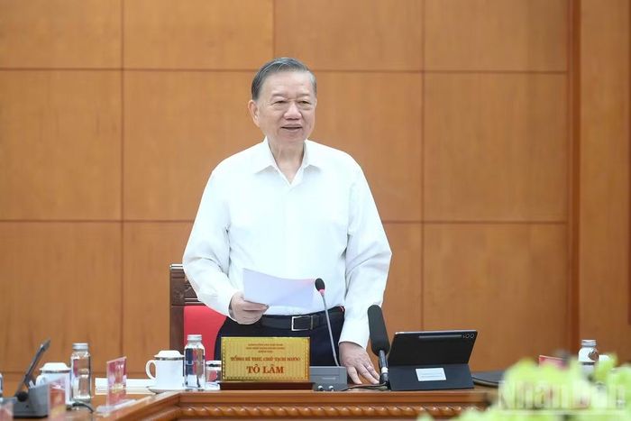 Tổng Bí thư, Chủ tịch nước Tô Lâm phát biểu tại cuộc làm việc. (Ảnh: ĐĂNG KHOA)
