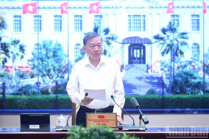 Tổng Bí thư, Chủ tịch nước Tô Lâm phát biểu tại cuộc làm việc.