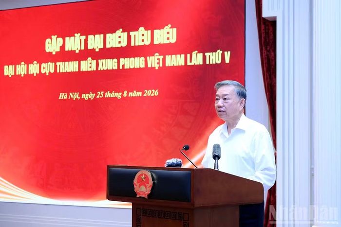 Tổng Bí thư, Chủ tịch nước Tô Lâm phát biểu tại cuộc gặp mặt. (Ảnh: ĐĂNG KHOA)