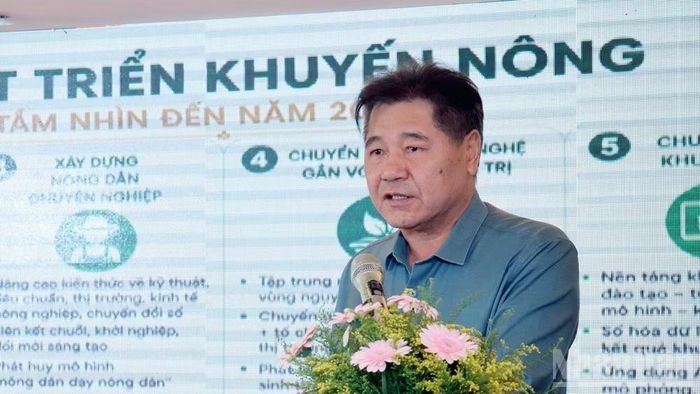 Giám đốc Trung tâm Khuyến nông quốc gia Lê Quốc Thanh phát biểu tại chương trình. (Ảnh: MAI VĂN BẢO)