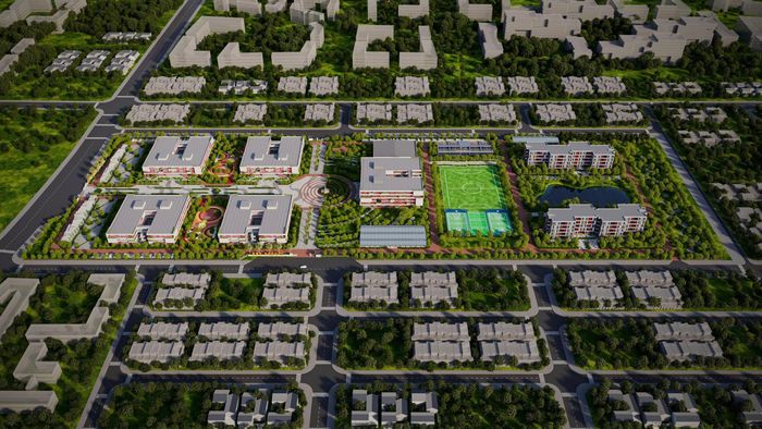  Thiết kế tổ hợp giáo dục lấy cảm hứng từ hình ảnh cánh đồng Mường Thanh, Điện Biên. Ảnh: ANH VÂN 