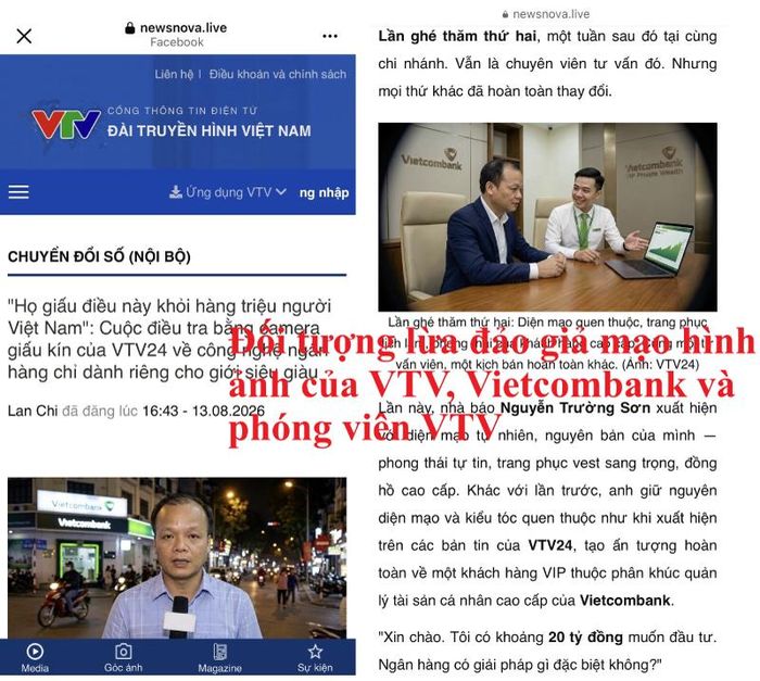  Đối tượng lừa đảo giả mạo hình ảnh của VTV, Vietcombank và phóng viên VTV 