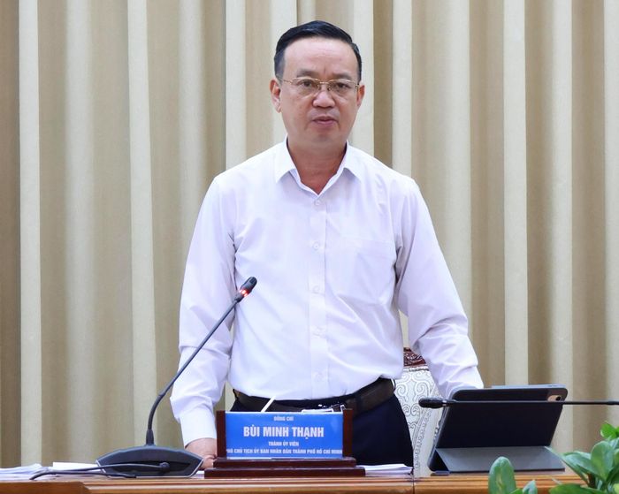  Phó Chủ tịch UBND TPHCM Bùi Minh Thạnh phát biểu tại buổi làm việc. Ảnh: THANH HIỀN 