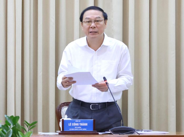  Thứ trưởng Bộ NN-MT Lê Công Thành phát biểu tại buổi làm việc. Ảnh: THANH HIỀN 