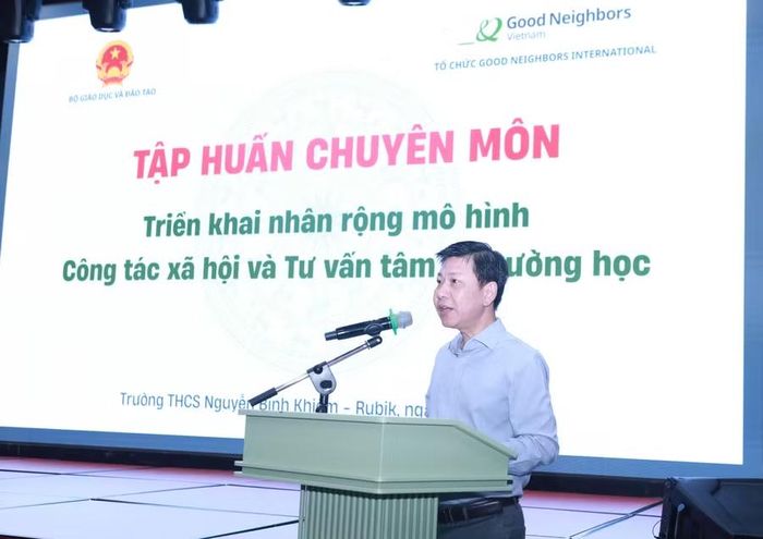 Ông Nguyễn Xuân An Việt - Phó Vụ trưởng Vụ Học sinh, sinh viên phát biểu khai mạc. Ảnh: Đình Tuệ.