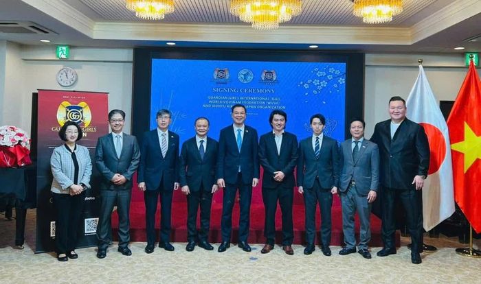 Đại sứ Phạm Quang Hiệu tham dự Lễ ra mắt dự án liên quan đến sáng kiến quốc tế nhằm nâng cao quyền và bảo vệ phụ nữ, trẻ em gái thông qua bộ môn võ thuật truyền thống của Việt Nam - Vovinam, tháng 5/2026. (Nguồn: ĐSQ Việt Nam tại Nhật Bản)