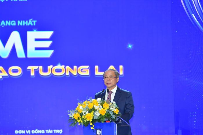 Chủ tịch VINASME Nguyễn Văn Thân phát biểu tại buổi lễ. 