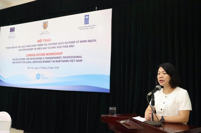 Bà Nguyễn Thị Thanh Hải, Cố vấn trưởng Chương trình EU JULE II - UNDP tại Việt Nam phát biểu