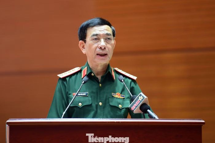 Đại tướng Phan Văn Giang phát biểu tại hội nghị. (Ảnh: Xuân Tùng)