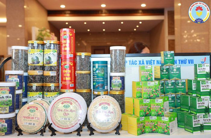 Sản phẩm của HTX giới thiệu tại Đại hội. Ảnh: VB