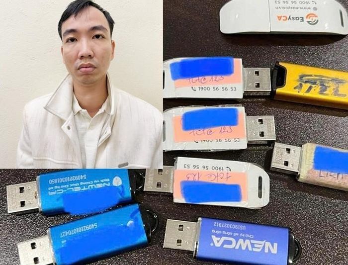 Đối tượng Vũ Hải Đông Dương cùng tang vật vụ án. Ảnh: CACC