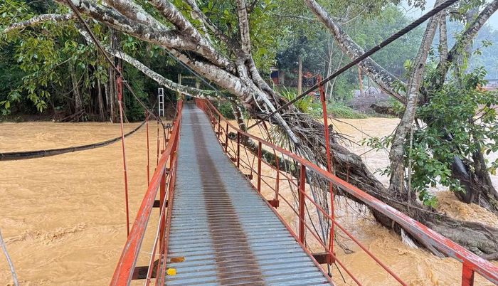 Cầu treo qua bản Tân Mai bị uy hiếp