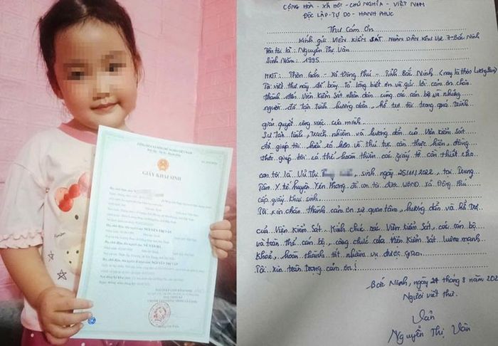 Niềm vui của bé gái và thư cảm ơn của người mẹ.