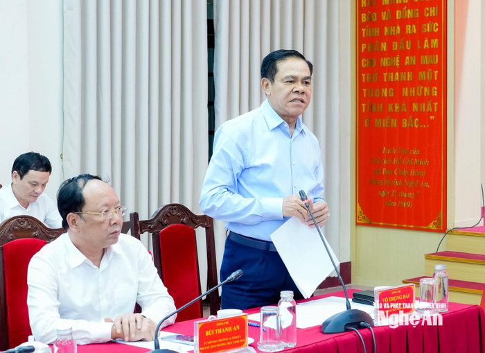 Đồng chí Võ Trọng Hải - Phó Bí thư Tỉnh ủy, Chủ tịch UBND tỉnh phát biểu tại cuộc họp. Ảnh: Phạm Bằng