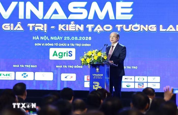 Chủ tịch Hiệp hội Doanh nghiệp nhỏ và vừa Việt Nam Nguyễn Văn Thân phát biểu. (Ảnh: Dương Giang/TTXVN)