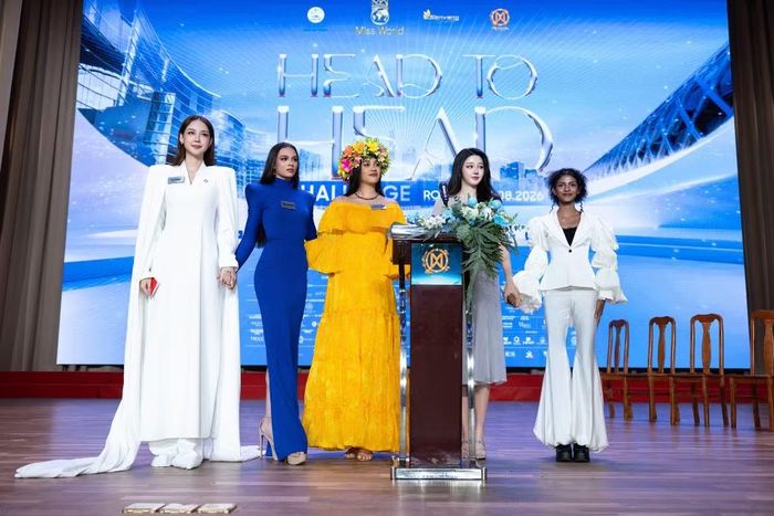 Bảo Ngọc cùng các thí sinh châu Á - Thái Bình Dương trong phần thi Head to Head Challenge. (Ảnh: BTC)