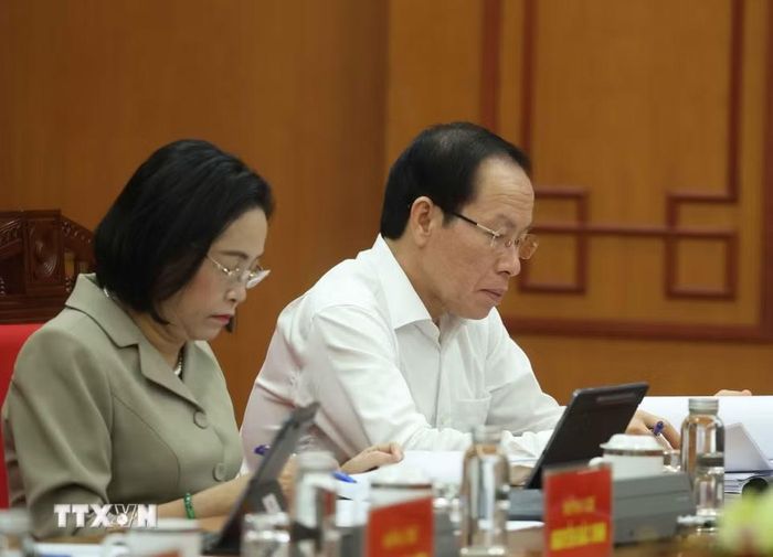Các đại biểu tham dự cuộc làm việc. (Ảnh: Thống Nhất/TTXVN)