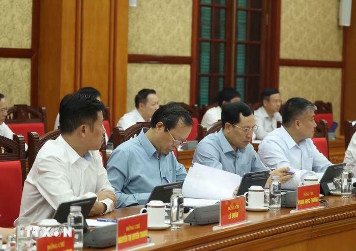 Các đại biểu tham dự cuộc làm việc. (Ảnh: Thống Nhất/TTXVN)