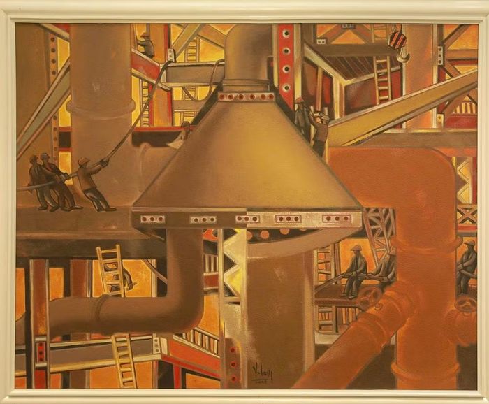"Nhịp sống mới" (2004), tranh sơn dầu của tác giả Nguyễn Ngọc Long.