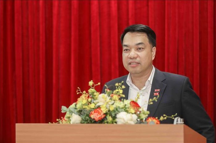 Ông Mạc Quốc Anh, Phó Chủ tịch, Tổng thư ký Hiệp hội Doanh nghiệp vừa và nhỏ thành phố Hà Nội phát biểu. Ảnh: Phan Phương/TTXVN