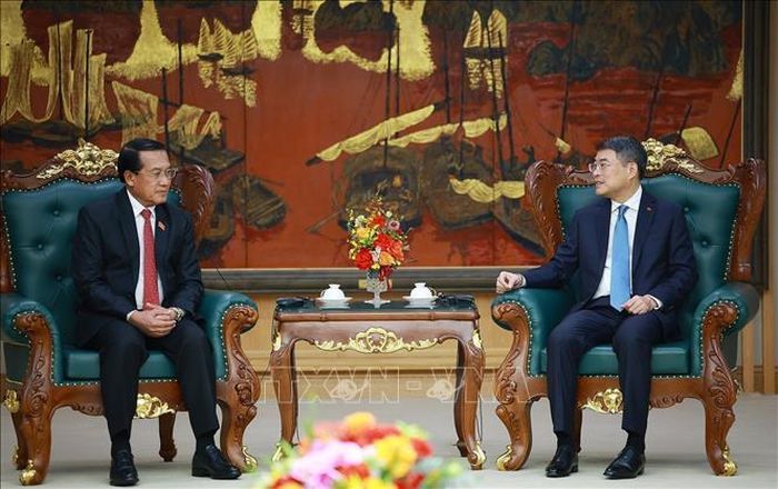 Thủ tướng Lê Minh Hưng tiếp ông Vanhxay Phongsavanh, Tổng Thanh tra Nhà nước Lào. Ảnh: Dương Giang/TTXVN