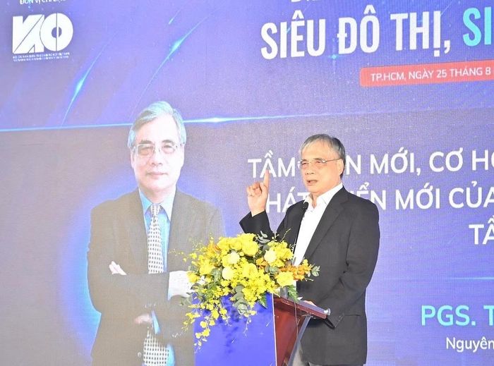 PGS.TS Trần Đình Thiên, nguyên Viện trưởng Viện Kinh tế Việt Nam, phát biểu tại diễn đàn.