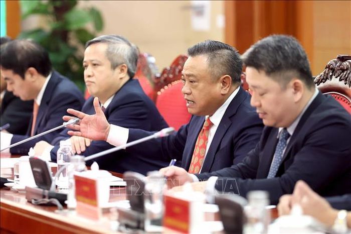 Đồng chí Trần Sỹ Thanh, Ủy viên Bộ Chính trị, Bí thư Trung ương Đảng, Chủ nhiệm Ủy ban Kiểm tra Trung ương Đảng Cộng sản Việt Nam phát biểu. Ảnh: An Đăng/TTXVN