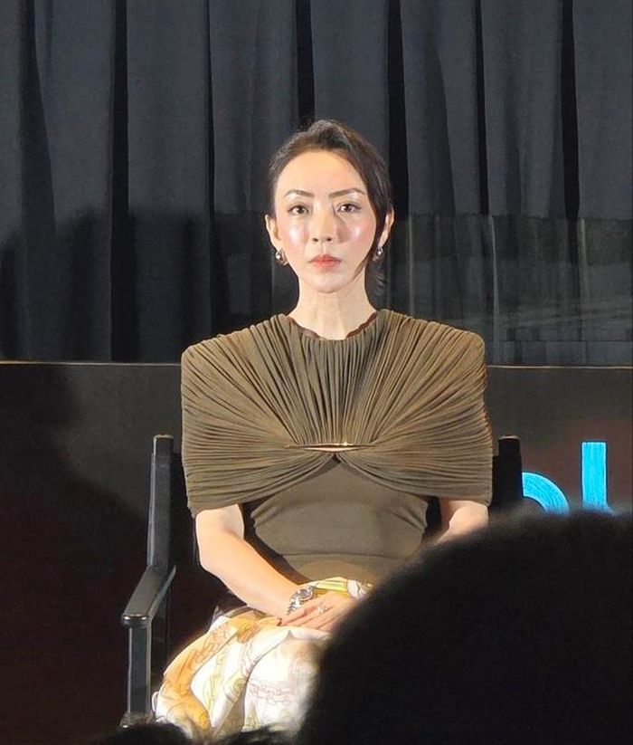 Diện mạo của Thu Trang tại buổi họp báo. Ảnh: Internet.